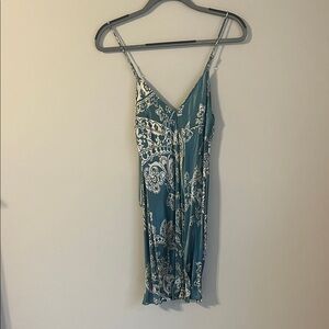 Zara Teal and White Patterned Dress